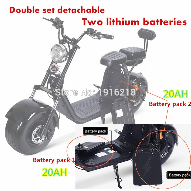 Two-seat With APP Off Road Big Tire Motorcycle Two Wheel 18*9.5inch City Hoverboard Harley Electric Scooter