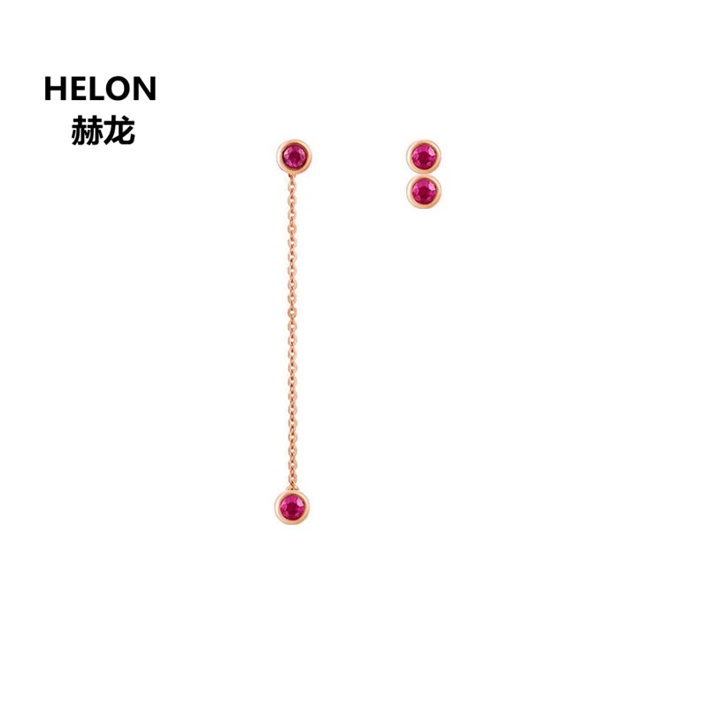 

Solid 18k Rose Gold Natural Ruby Women Drop Earrings Engagement Wedding Earrings Fine Jewelry