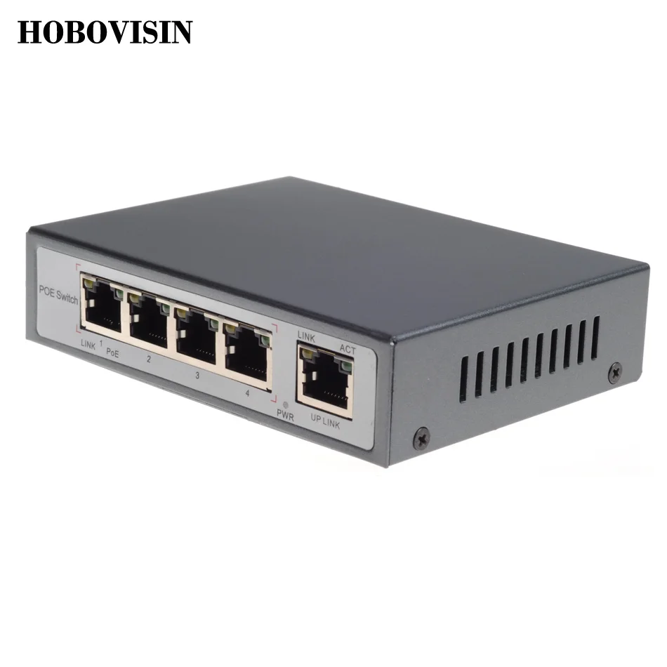  CCTV PoE Net Switch 4-Port 10/100M Hub Power Over Ethernet PoE&Optical Transmission 15W For IP Camera System Network Switches 