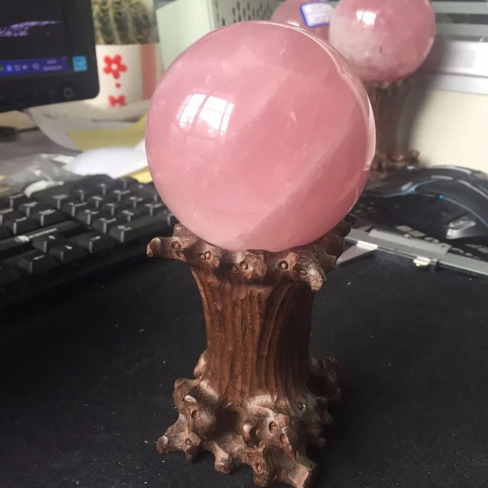 

75mm Natural Crystal Ball Free Shipping Pink Color Rose Crystal Ball Sphere feng shui products wholesale Price