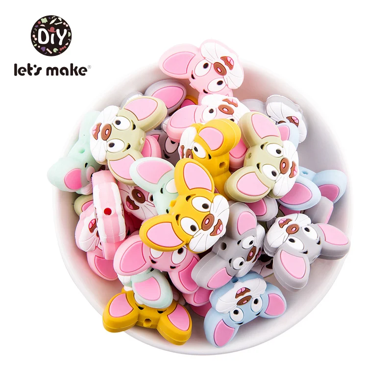 

5pcs Baby Teether Product Mini Mouse Silicone Beads Food Grade Teething Accessories Infant Baby Teethers For Teeth Let s Make