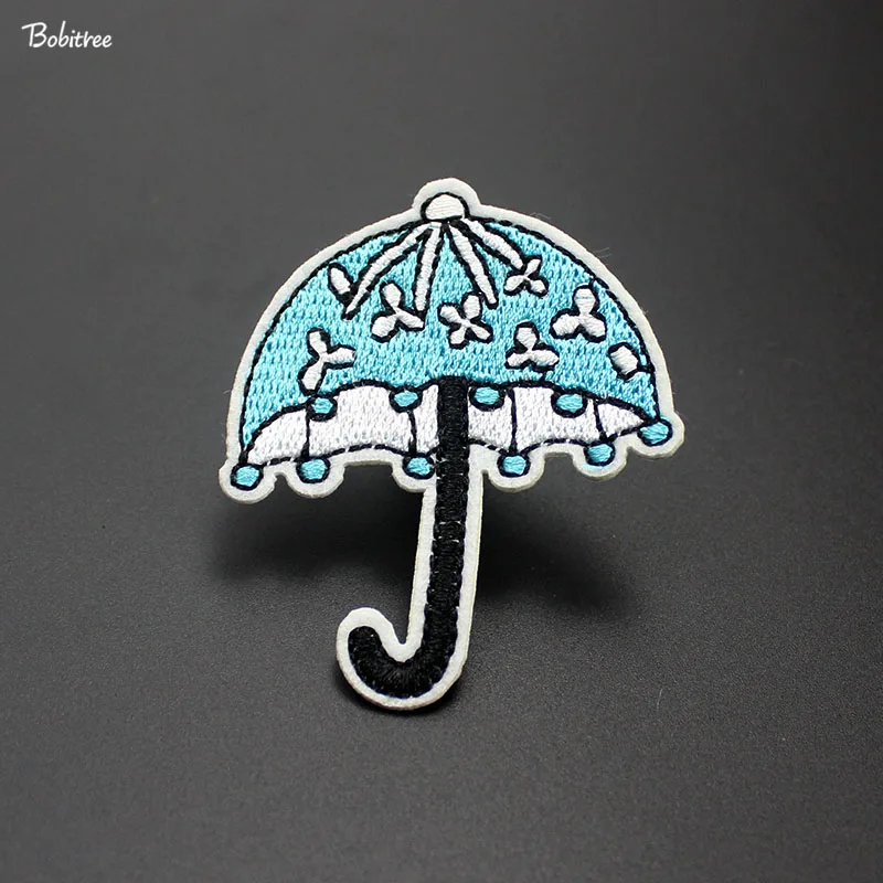 Girls Embroidered Patch Clothes Decoration Iron on Patches Fashion Blue Umbrella Apparel for Jacket Jeans Bagdes | Дом и сад