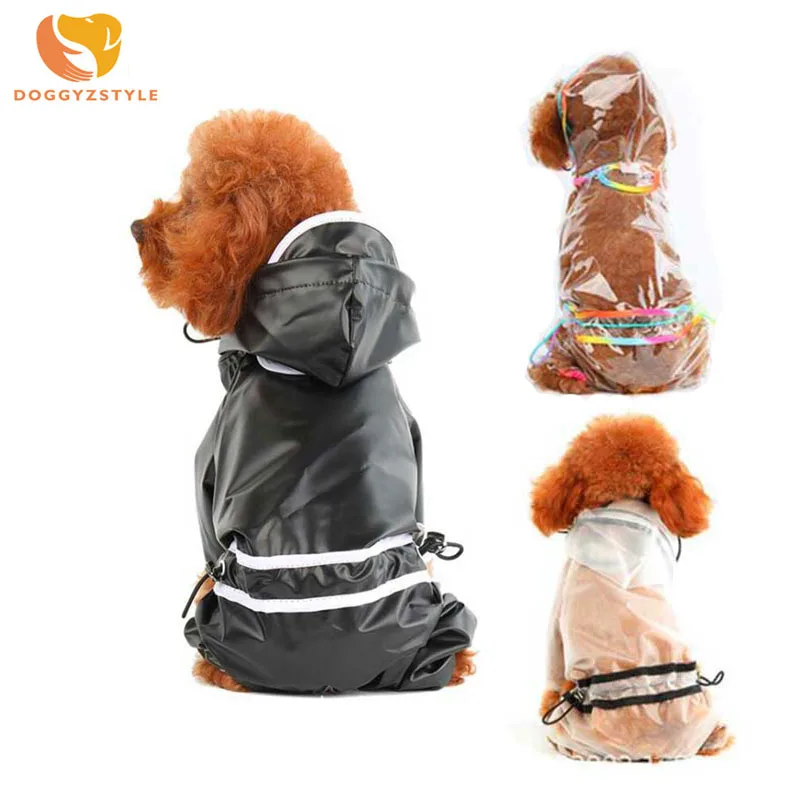 

Pet Dog Raincoat Perro Rainwear Hoody Waterproof Transparent Clothes Pet Outdoor Rain Cover Jacket RainWear Black DOGGYZSTYLE
