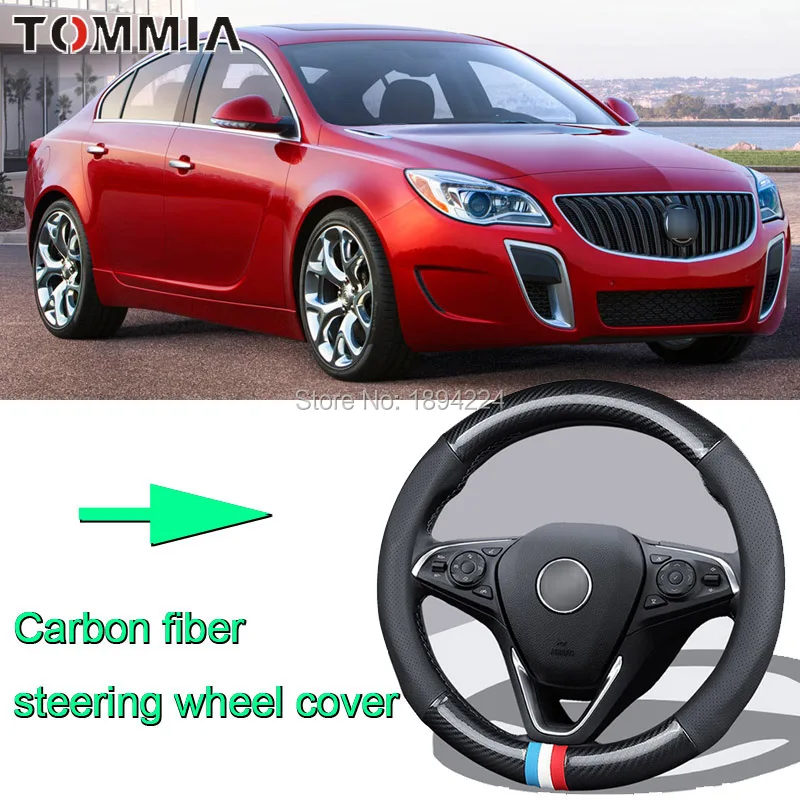 

38CM Size M Rubber Carbon Fiber Leather Car Steering Wheel Cover Non-slip breathable For Buick Regal