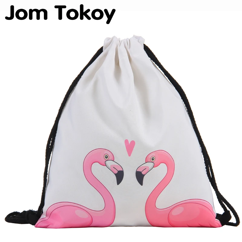 Jom Tokoy сумка на шнурке с 3D принтом Фламинго Mochila Feminina рюкзак на шнурке Женский Повседневный Рюкзак для девочек 29032