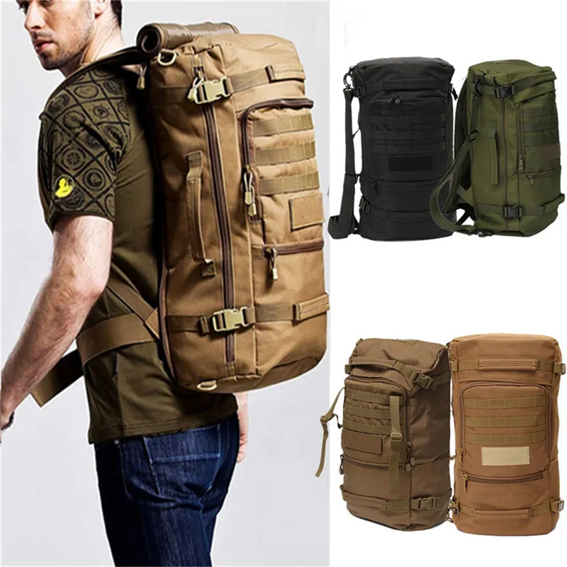 50л Многофункциональный парусиновый спортивный военный тактический рюкзак для путешествий, кемпинга, пеших прогулок, сумка для альпинизма, сумка на плечо