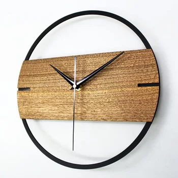 

Design Wooden Clocks for Bedroom Stickers Wood Wall Watch 3D Silent Vintage Wall Clock Simple Modern Home Decor 12 inch