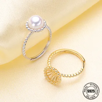 

Fashion Pearl Ring Accessories,925 Sterling Silver Ring Findings, Adjustable Ring Jewelry Parts Fittings Mountings DIY Girl Gift