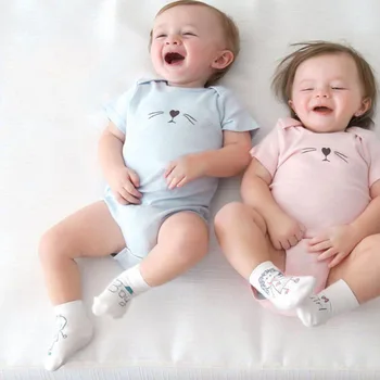

Brand 100% cotton baby bodysuits super soft cartoon cat face baby boys girls clothing , twins infant Body Infantil Menino