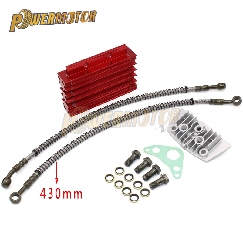 

CNC Oil Cooler Kit Radiator Aluminium Adapter Engine Cylinder Cover Cooling For ATV Pit Dirt Bike motocross motocycle 50CC-110CC
