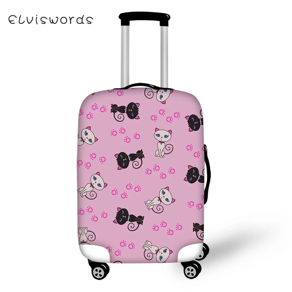 

ELVISWORDS Suitcase Protective Covers Black Cats Prints Waterproof Luggage Cover Kawaii Deisn Women Dustproof Travel Accessories