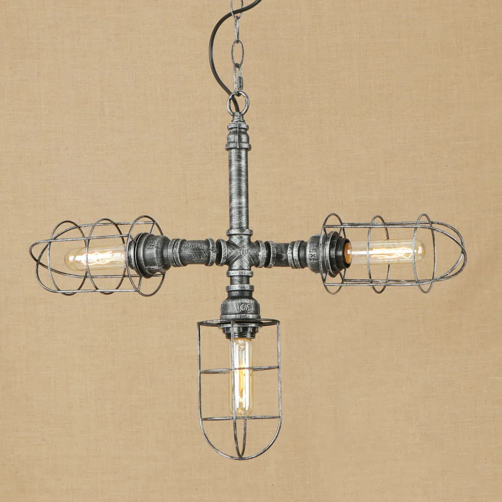 Vintage Iron Painted Pendant Lamp LED Hanging Pendant Light Fixture Edison E27 Cage Kitchen