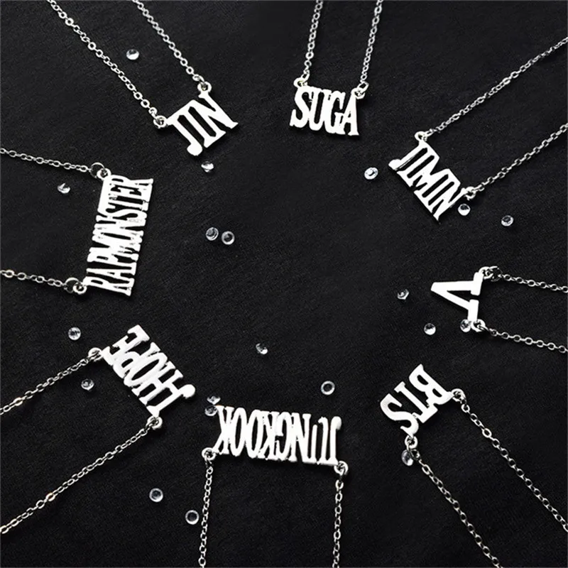 

Kpop Bangtan Boys BTS Necklace Silvery Alloy JIMIN JUNGKOOK SUGA V Same Necklace Fashion Women Men Jewelry