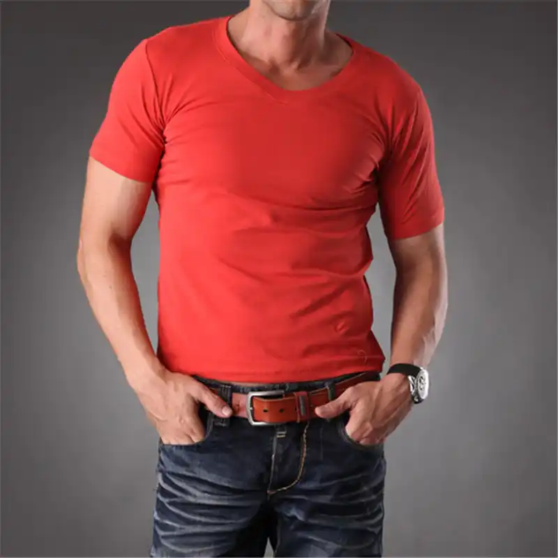 red muscle fit t shirt
