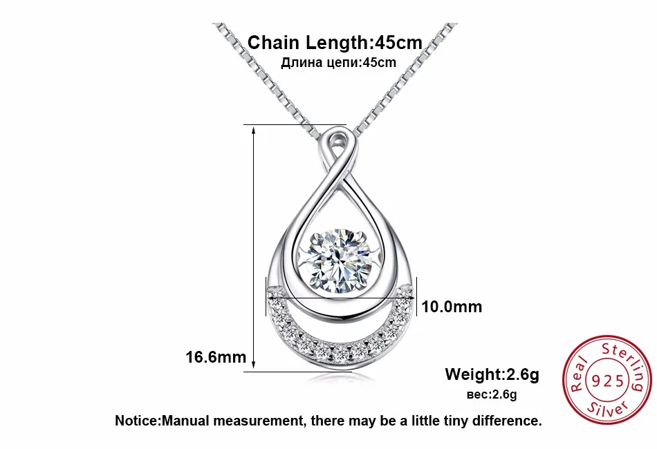 ORSA JEWELS Твердые 925 Серебряные женские ожерелья двойная бесконечность педанты с подвижным кристаллом вечность ювелирные изделия SN50