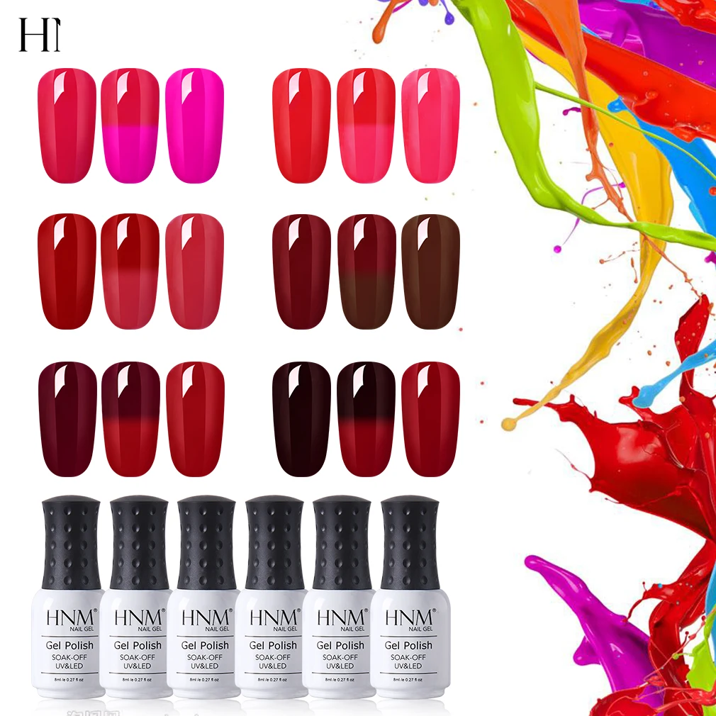 HNM 8ML Wine Red Thermo Nail Gel UV Paint Gellak Changing Nail Gel Polish Semi Permanent Hybrid Var