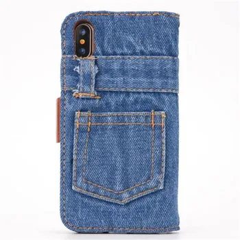 

Retro Jeans Leather Phone Case For iphone X Case Flip Stand Wallet Bag Cover For iphone 6 6s Plus iphone 7 7 Plus 8 Case Fundas
