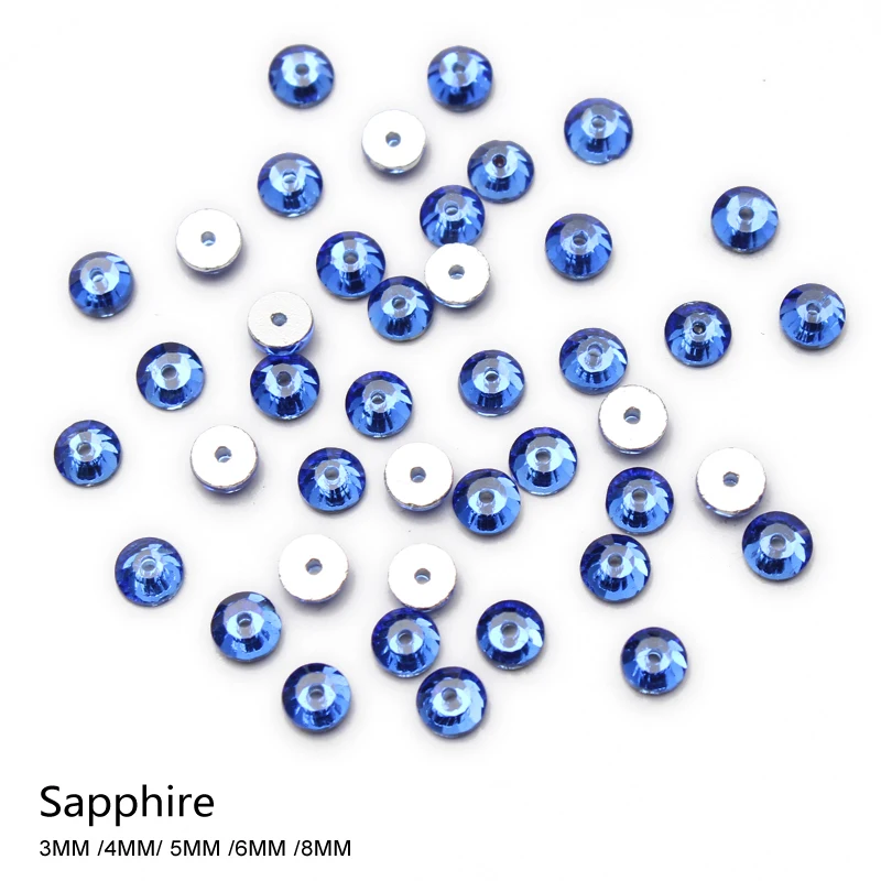 

Sapphire Mid-hole Rhinestone 3mm/4mm/5mm/6mm Flatback one hole Rhinestones crystals and stones Free shipping