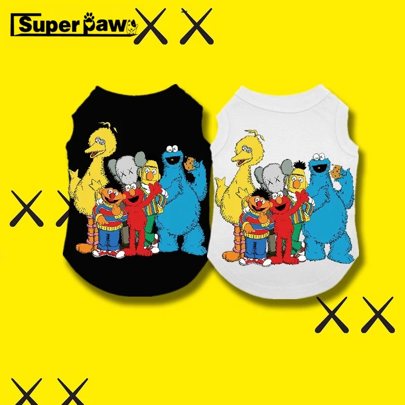 

Tide Brand Sesame Street Summer T-shirt Corgi Schnauzer Vest Pet Clothes Dogs Pets Clothing Cat Dog Apparel Pug Costume GZC15