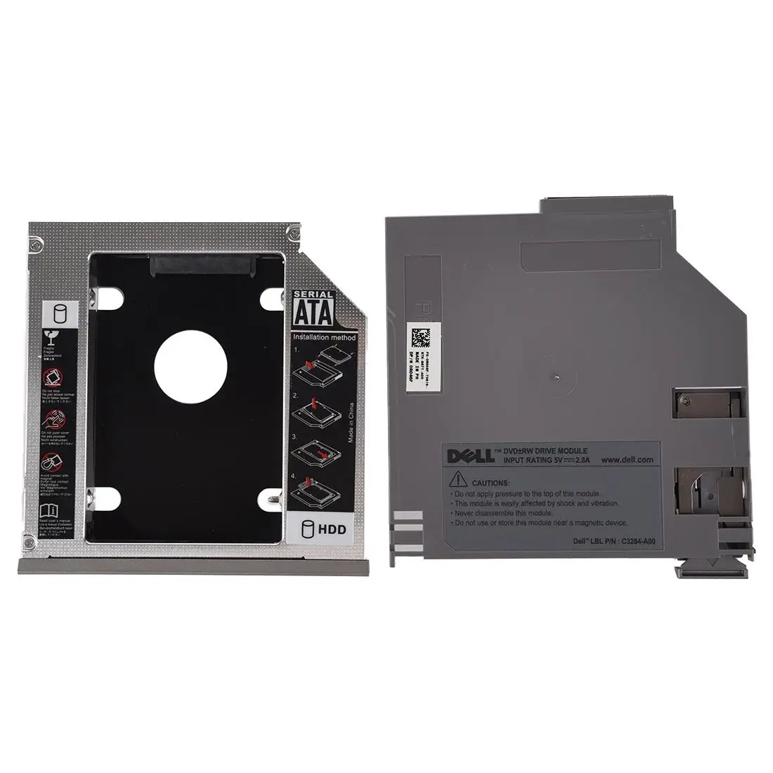 SATA 2nd жесткий диск HDD Защитный Контейнер для устройств считывания и записи информации адаптер для Dell Latitude D600 D610 D620 D630 серебро