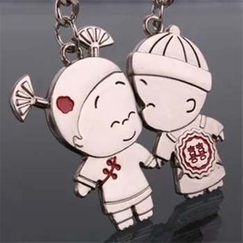 

Wholesale Good Luck Couple Boy Girl Love Keychain Fashion Men Women Keyring Key Chain Valentine's Day Birthday Gift For Lover