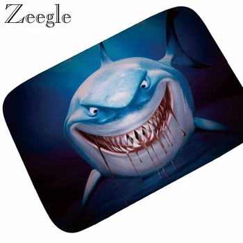 

Zeegle Cartoon Shark Entrance Floor Mat Non-slip Water Absorption Carpet Kitchen Mat Door Mat Living Room Carpet