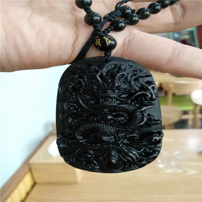 

Energy of Chinese characteristic mascot of natural obsidian dragon