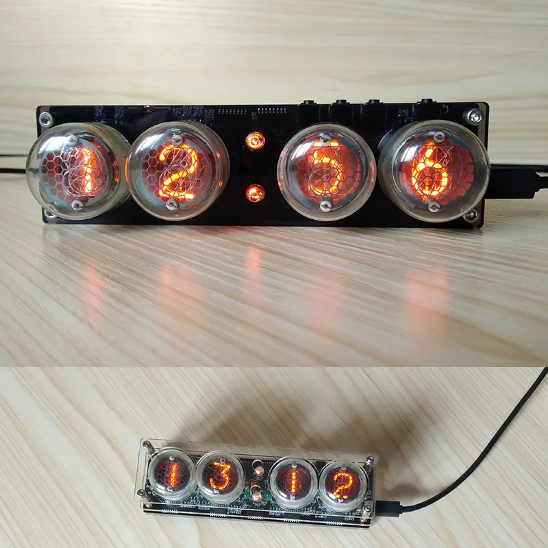 DIY 4 бит RGB светодиодный свечение цифровая плата часов Nixie трубка часы комплект DIY электронные настольные часы в стиле ретро RGB трубка не вкл