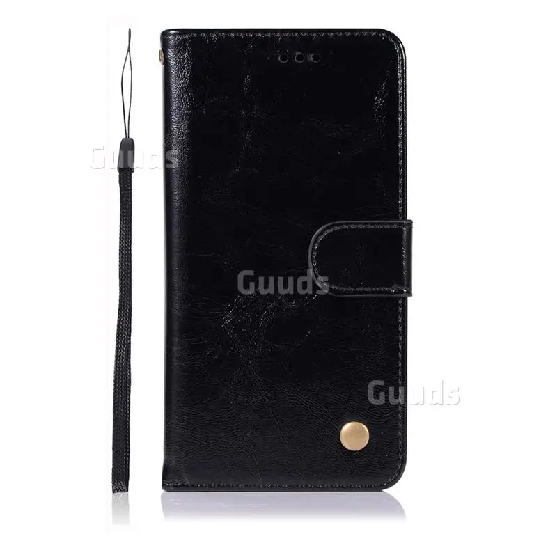 Luxury Retro Leather Wallet Case for Motorola Moto G6 - Black