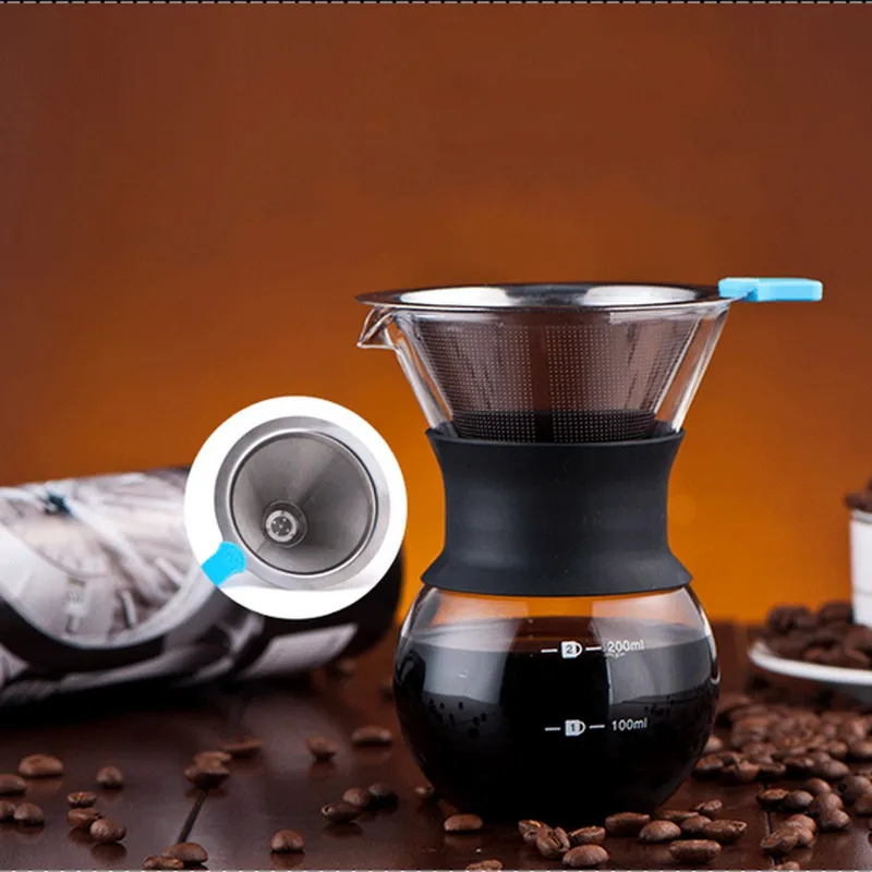 Convenient Dual Layer Solid Stainless Steel Coffee Filter Dripper Pour Over Holder Handle Coffee ...