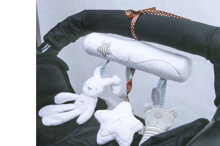 Детский кролик погремушка музыкальная игрушка на кровать коляску подвесная плюшевая кукла безопасность многофункциональные игрушки подарок 20*21 см
