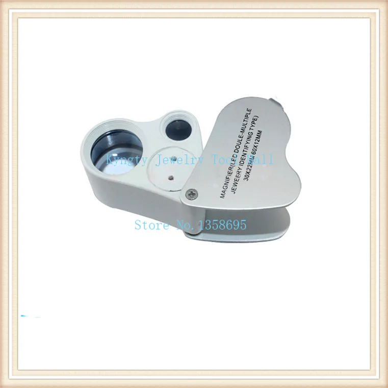 

Dual Lens 30x22mm 60x 12mm Jewelry Loupe Glass Magnifier Magnifying with LED Light