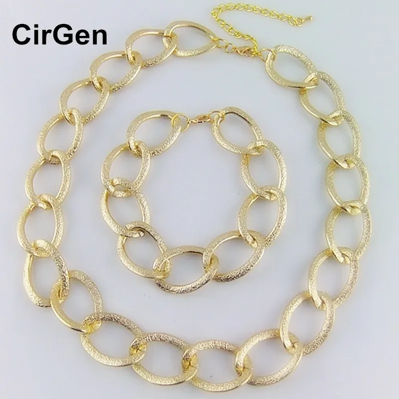 CirGen, модная большая петля из алюминия и металла, массивная золотая цепочка, женский воротник, колье, ожерелье, браслет, ювелирный набор, SS815
