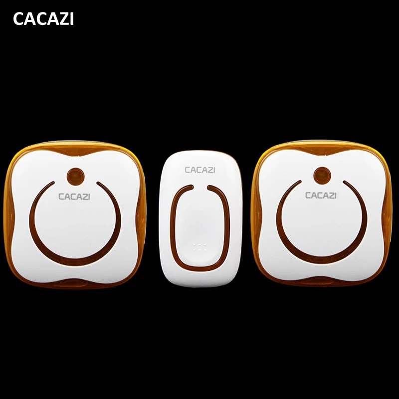

CACAZI 36 Ringtones AC 110-240V 280M remote control 1 transmitter+2 receivers waterproof button elderly pager wireless doorbell