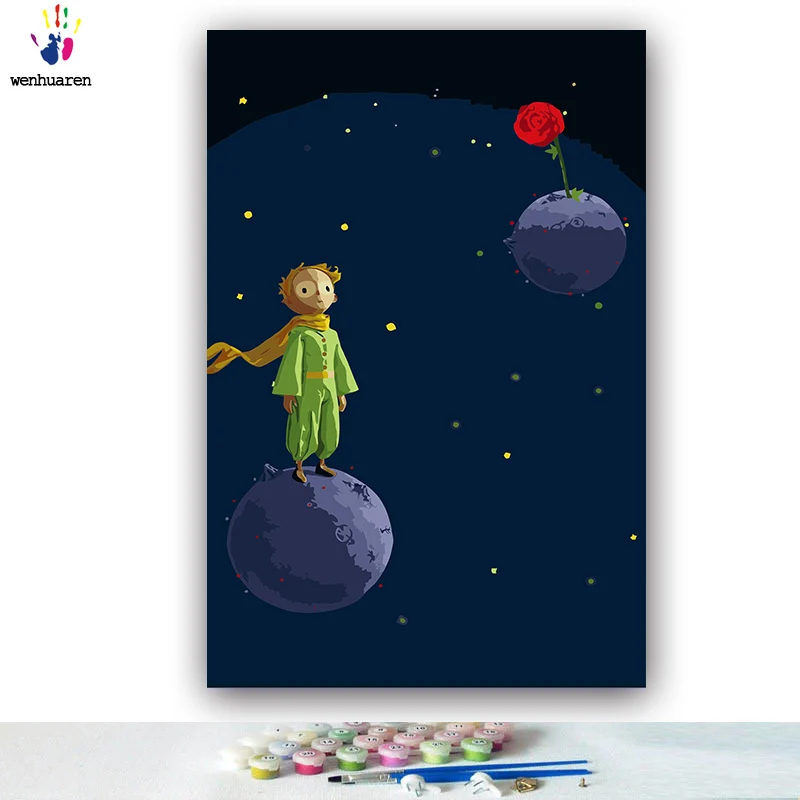 DIY картинки для раскраски по номерам с цветами Роза лиса пилот инопланетянин принц картина Рисование по номерам в рамке дома - Цвет: 2398