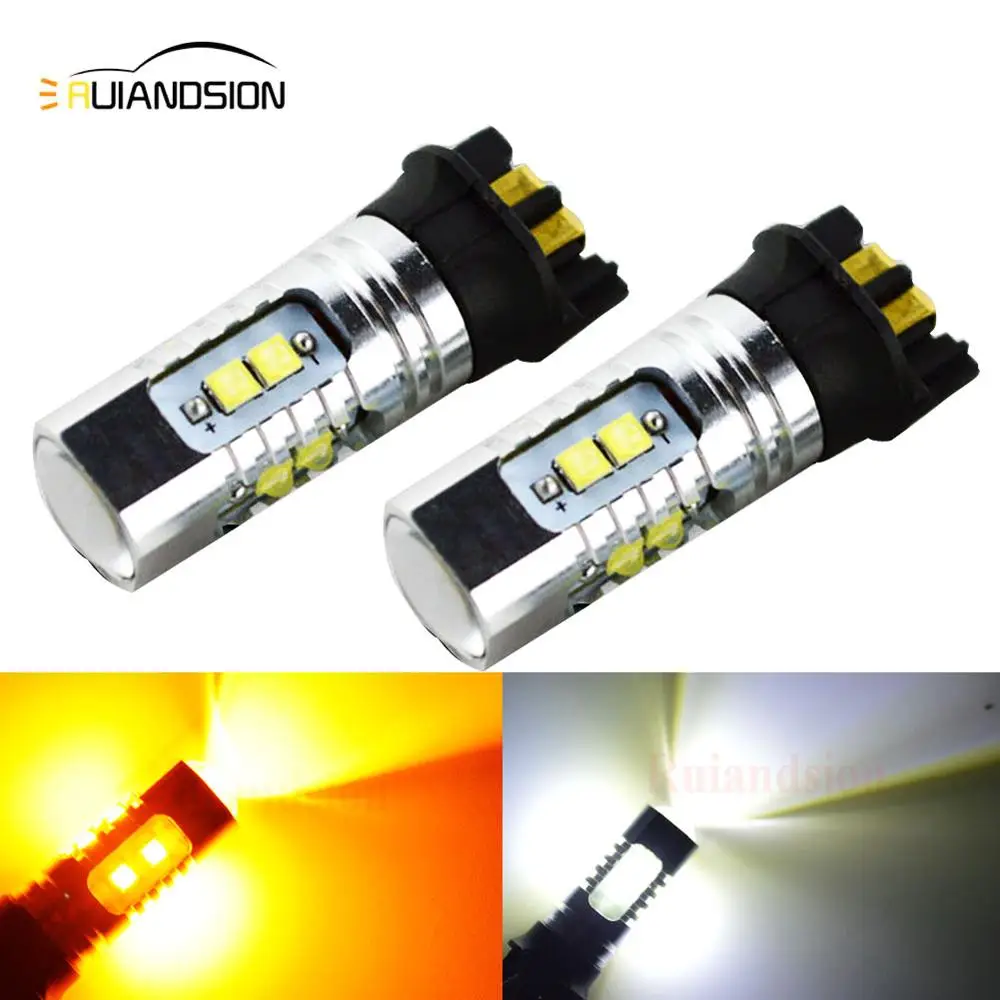 

2Pcs Xenon White/Amber PW24W PWY24W C'ree 50W LED Bulbs For Audi BMW Volkswagen Turn Signal Lights or Daytime Running Lights