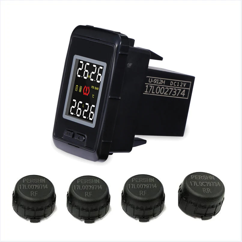 

U912 LED Display TPMS Car Tire Pressure Monitoring System Monitor Alarm with 4 External Sensors for Honda