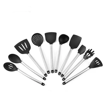 

Kitchenware Set 10Pieces Non-stick Pan Silicone Cookware Service Clamp Spoon Shovel Tool Pasta Server Filter Egg Beater