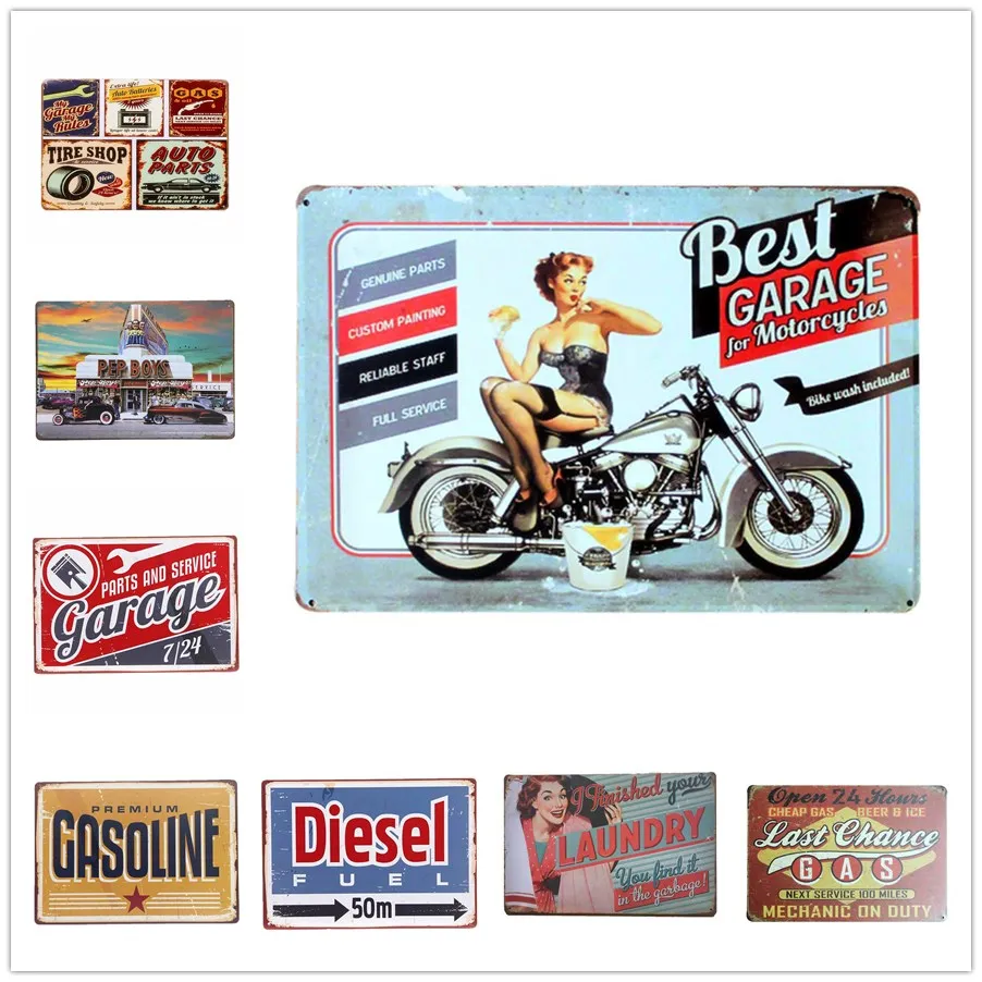 

Classic GARAGE Tin Sign Decor Car Metal Plaque GAS Service and Repair Tools and Boards