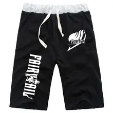 Mens Anime Fairy Tail Guild Straight Board Shorts Knee Length Cotton Casual Short Pants Beach Sports Sweatpants Pocket Trousers