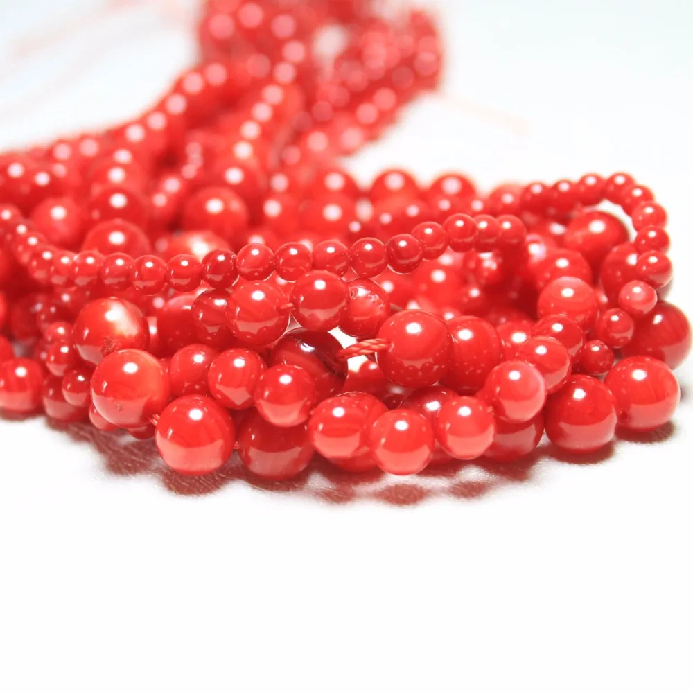 

Wholesale Natural Freshwater Shell Made Dye Red Beads For jewelry Making 4/6/8 mm Stone DIY Bracelet Necklace Strand 15.5''