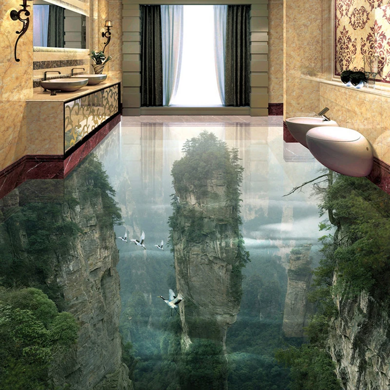 Пользовательские фото пол обои 3d скалы горных вершин Гостиная Ванная комната 3D Пол Плитки росписи ПВХ самоклеющаяся обоев
