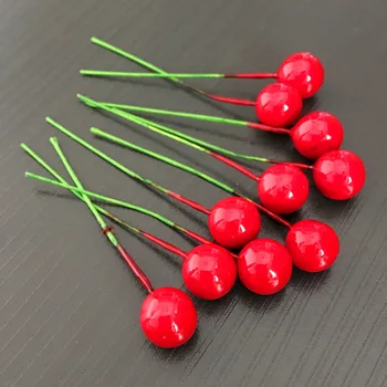 

100pc Festival Party Christmas tree decorated red fruit 10mm hand simulation red cherry Wedding Party Garden New Year Ornament