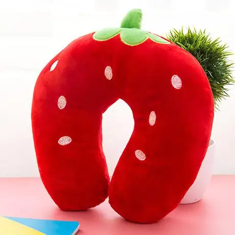 Новая милая детская подушка U профильный подголовник мультяшный дизайн детская подушка для шеи протектор для путешествий игрушки для детей 1 года до года HB - Цвет: Red Berry
