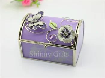 

New Arrive Wedding Favor Glass Rectangular Jewelry Box Hand Painted Flower Jewelry Collective Box