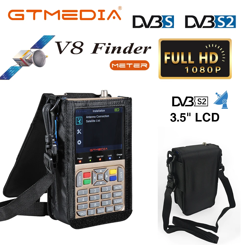 

DVB-S2/S2x V8 Finder meter HD Digital receiver Satellite Finder sat finder Full 1080P FTA lnb 3.5 inch LCD Display SatFinder