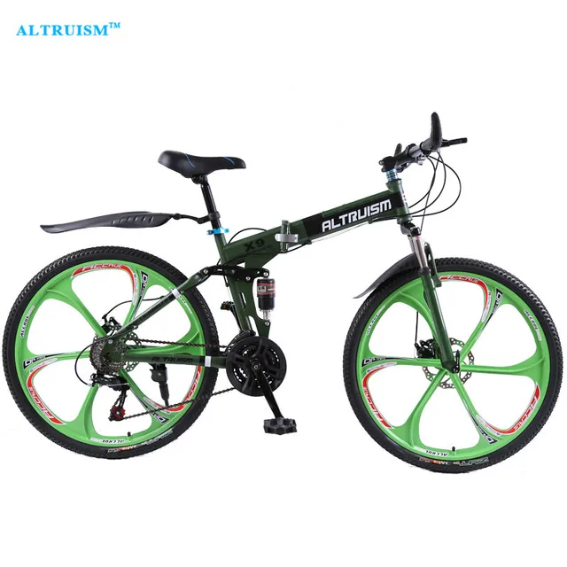 Cheap Altruism X9 26 inch Bicycle Steel 24 Speed Double Shock Absorption Folding Mountain Bike Double Disc Bicycle Taga Bike Stroller 