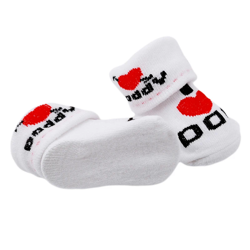 Хлопковые детские носки нескользящие напольные Носки с рисунком Love Dad Mum