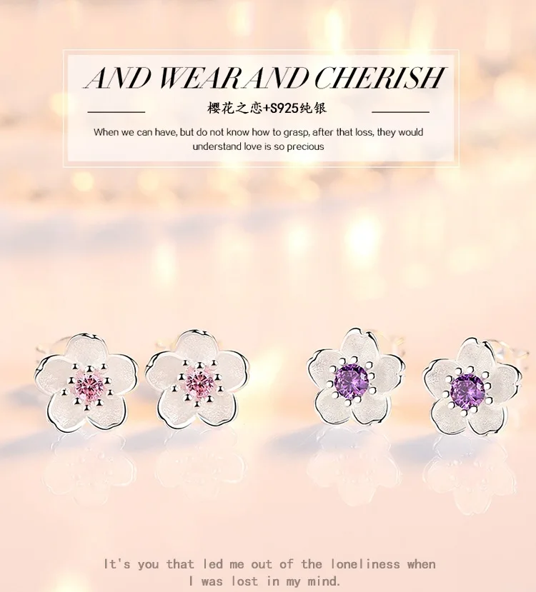Модные Розовые циркониевые милые вишневые серьги-гвоздики из серебра 925 пробы для маленьких девочек, женские вечерние серьги, ювелирные изделия