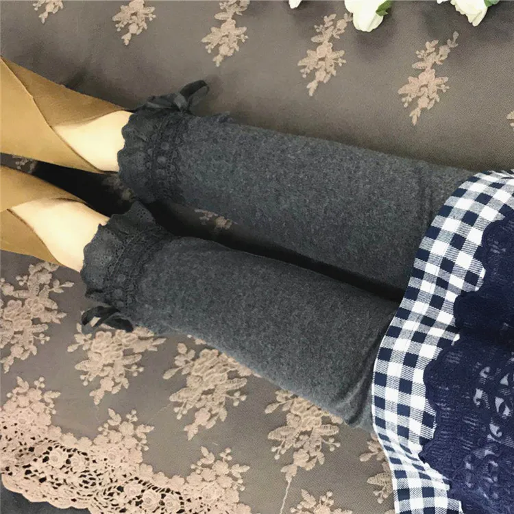 Японский дизайн Лолита принцесса кружева лук лоскутные с бантом kawaii mori девушка леггинсы осень зима узкие брюки